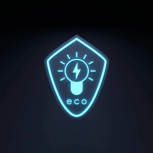 Neon Eco Icon Ecology Conservation Concert Render Illustration — Photo