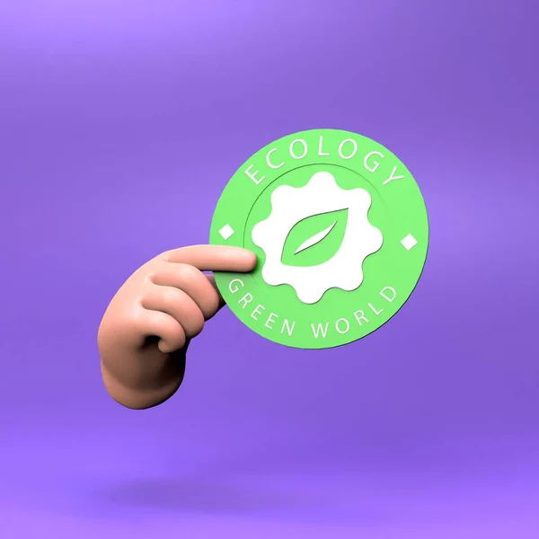 Hand Holds Icon Theme Eco Eco Friendly Concept Render —  Fotos de Stock