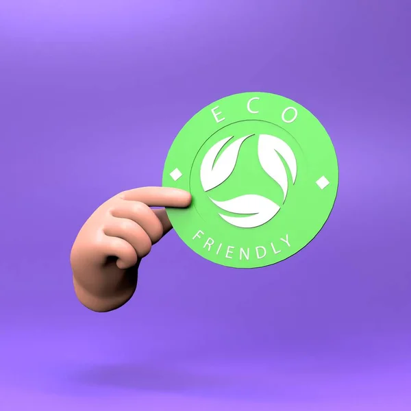Hand Holds Icon Theme Eco Ecology Concept Render Illustration — Stockfoto