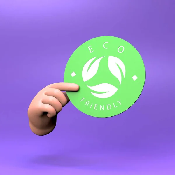 Hand Holds Icon Theme Eco Ecology Conservation Planet Render Illustration — 스톡 사진