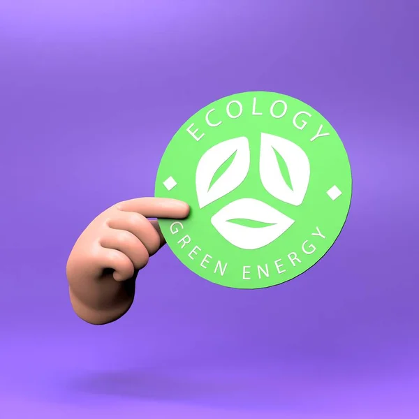 Hand Holds Icon Theme Eco Ecology Conservation Planet Render Illustration — Stockfoto