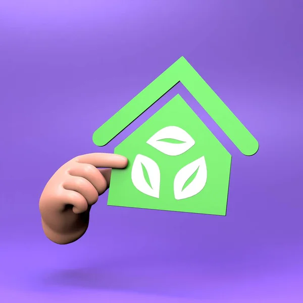 Hand Holds Icon Theme Eco Ecology Conservation Planet Render Illustration — Foto Stock