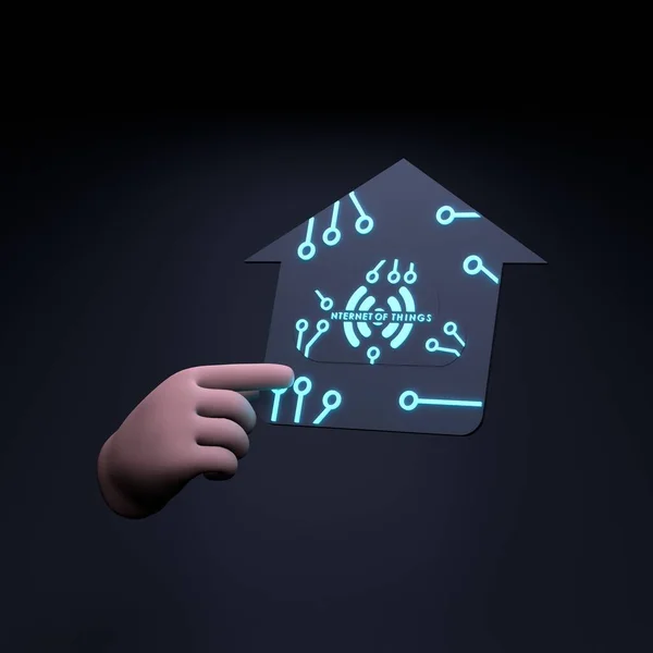 Hand Holding Neon Iot Logo Internet Thing Concept Render Illustration — Photo