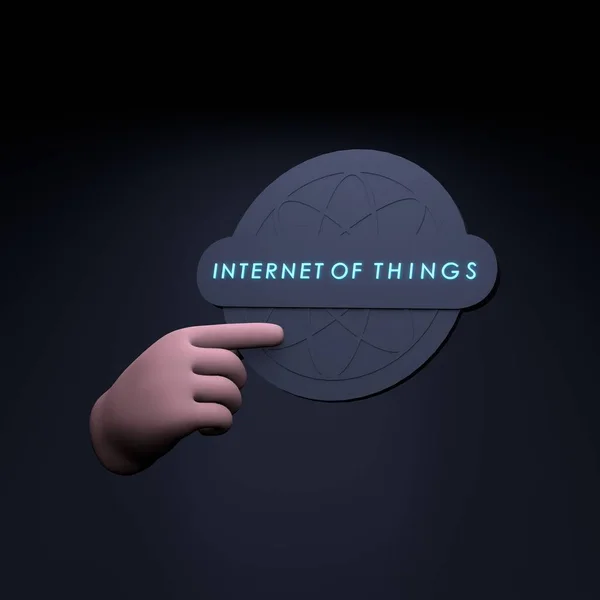 Hand Holding Neon Iot Logo Internet Thing Concept Render Illustration —  Fotos de Stock