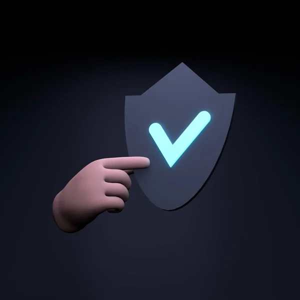 Hand Holding Shield Icon Protection Concept Render Illustration — Stockfoto