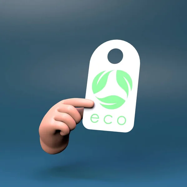 Hand Holding Eco Icon Ecology Conservation Concert Render Illustration — 스톡 사진