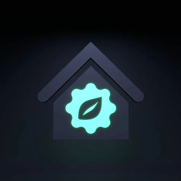 Neon icon on the theme of ECO. ECO friendly concept. 3d render illustration.