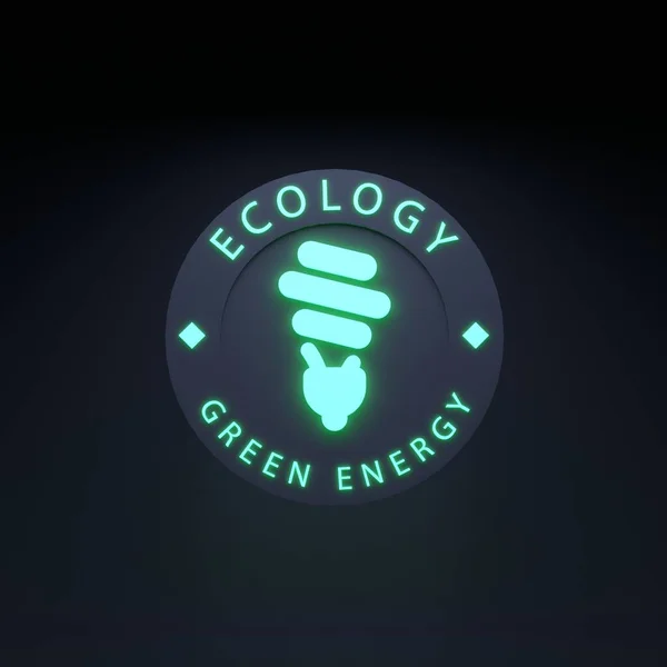 Neon Icon Theme Eco Eco Friendly Concept Render Illustration — Stockfoto