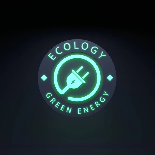 Neon Icon Theme Eco Ecology Concept Render — Stock Photo, Image