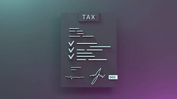 Tax return neon icon. Tax payment concept. 3d render illustration. High quality 3d illustration