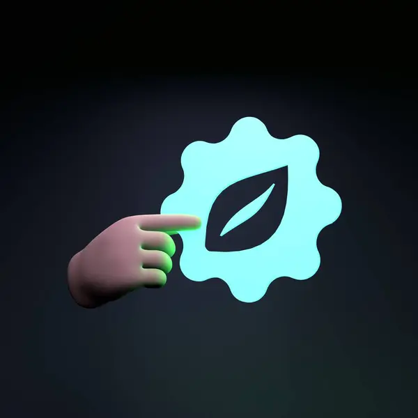 Hand Holds Neon Icon Theme Eco Eco Friendly Concept Render —  Fotos de Stock