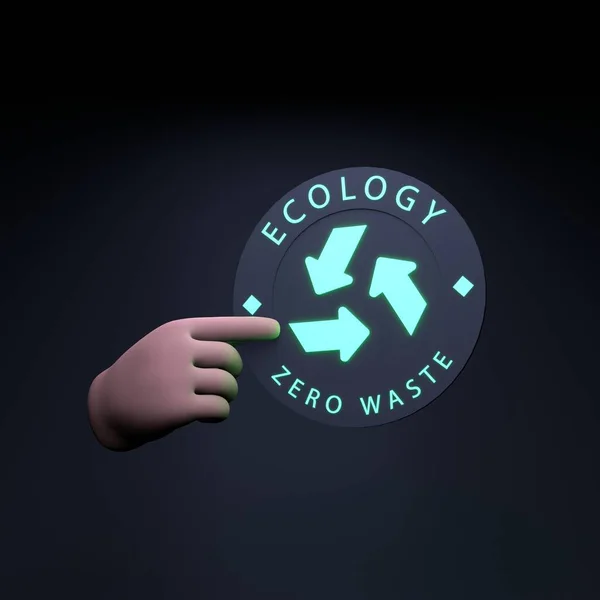Hand Holds Neon Icon Theme Eco Ecology Concept Render — Stockfoto