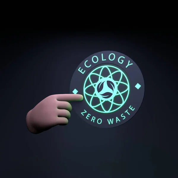 Hand Holds Neon Icon Theme Eco Ecology Conservation Planet Render — 스톡 사진