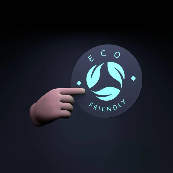 Hand Holds Neon Icon Theme Eco Ecology Conservation Planet Render —  Fotos de Stock