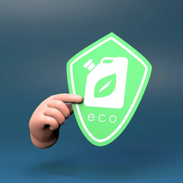 Hand Holding Eco Fuel Icon Ecology Concept Render Illustration — ストック写真