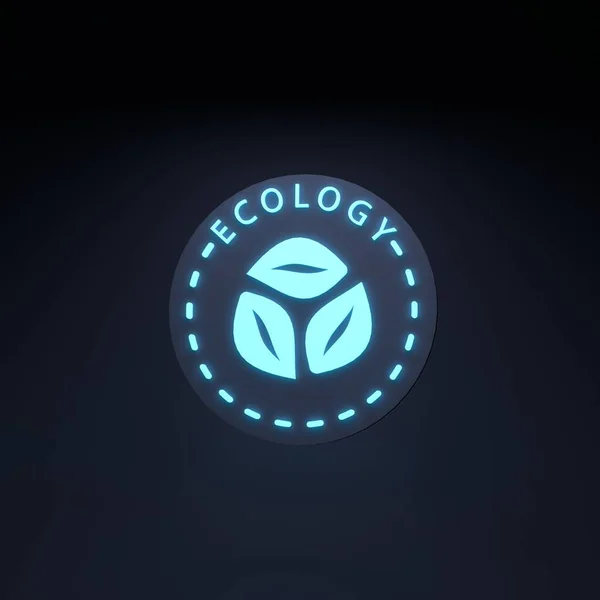 Eco Neon Icon Ecology Conservation Planet Render — Zdjęcie stockowe