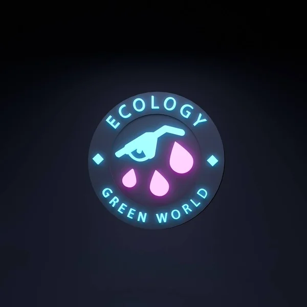 Eco Fuel Neon Icon Ecology Concept Render Illustration — Stockfoto