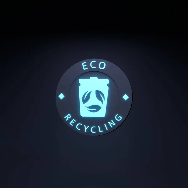 Eco Recycling Neon Icon Ecology Concept Render Illustration — Zdjęcie stockowe