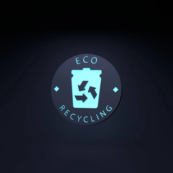 Eco Recycling Neon Icon Ecology Concept Render Illustration — Zdjęcie stockowe