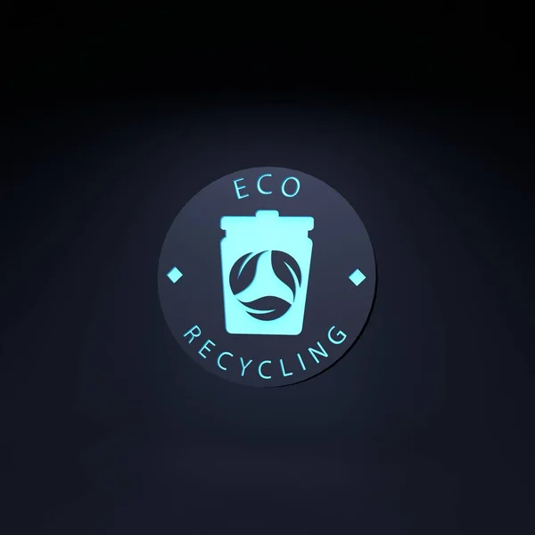 Eco Recycling Neon Icon Ecology Concept Render Illustration — стоковое фото