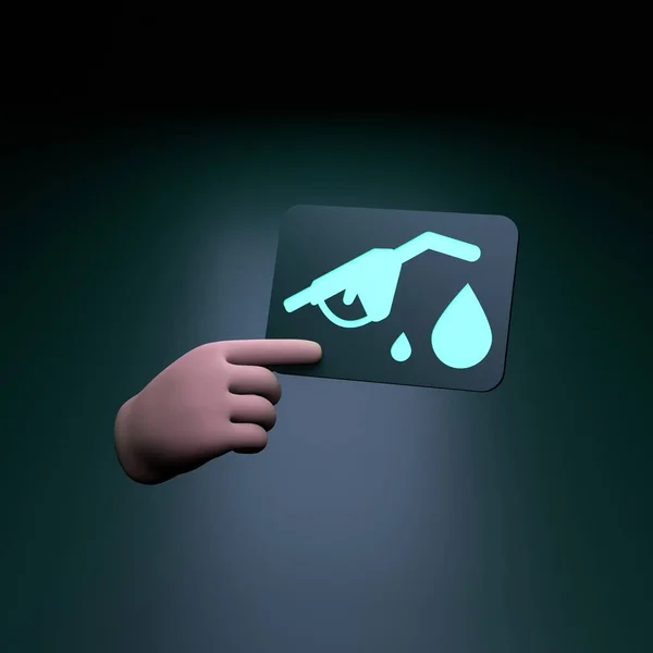 Hand Holding Neon Eco Fuel Icon Ecology Concept Render Illustration — Foto Stock