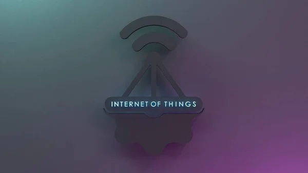 Símbolo Logotipo Cosa Internet Neón Concepto Iot Ilustración Renderizado —  Fotos de Stock