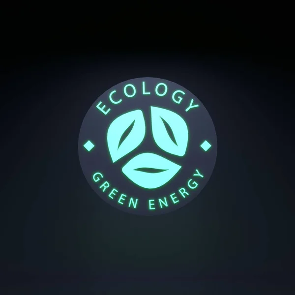 Neon Icon Theme Eco Ecology Conservation Planet Render Illustration — 스톡 사진