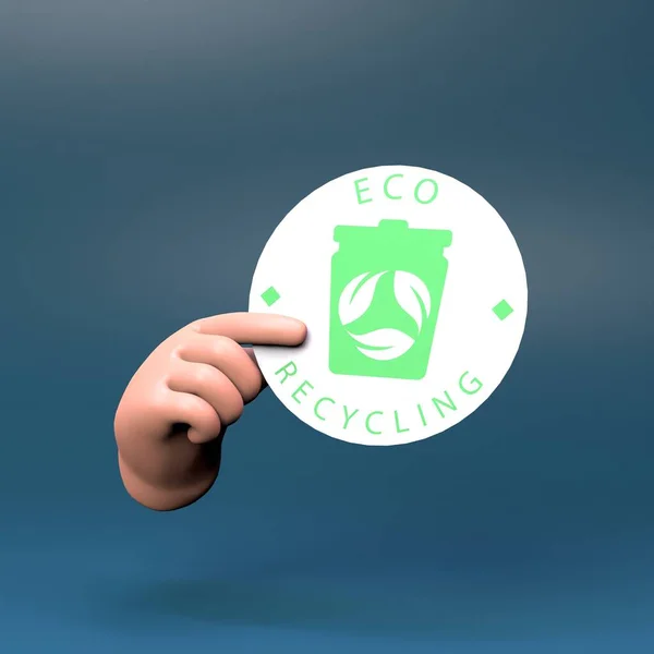 Mão Segurando Ícone Reciclagem Eco Conceito Ecologia Renderizar Ilustração — Fotografia de Stock