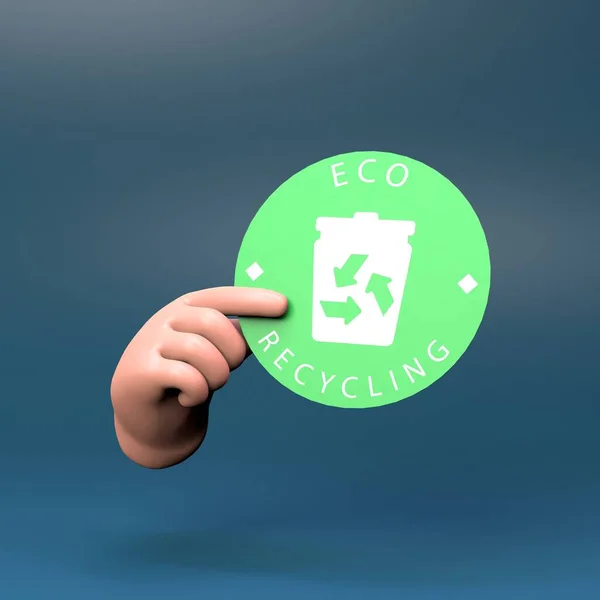 Hand Holding Eco Recycling Icon Ecology Concept Render Illustration — стоковое фото