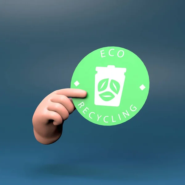 Hand Holding Eco Recycling Icon Ecology Concept Render Illustration — Stok fotoğraf