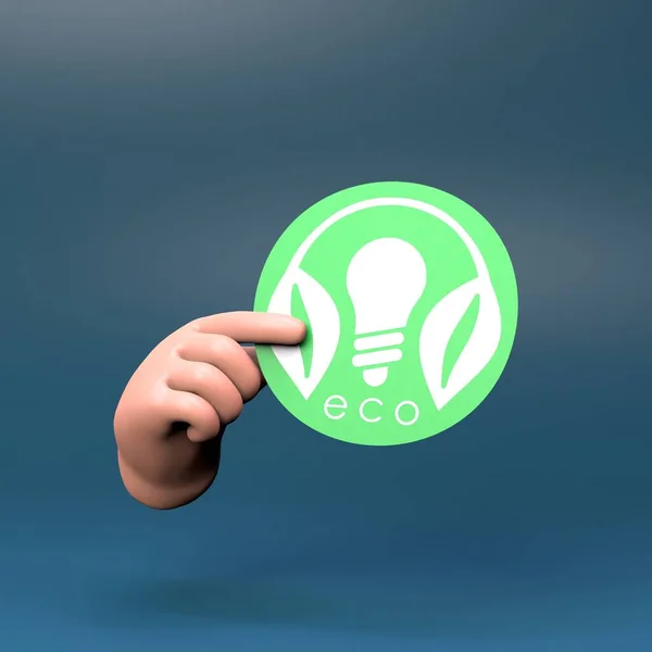 Hand Holding Eco Energy Icon Ecology Concept Render Illustration — Stock Photo, Image