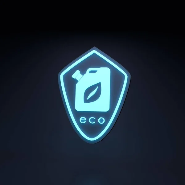 Eco Fuel Neon Icon Ecology Concept Render Illustration — Stock Fotó