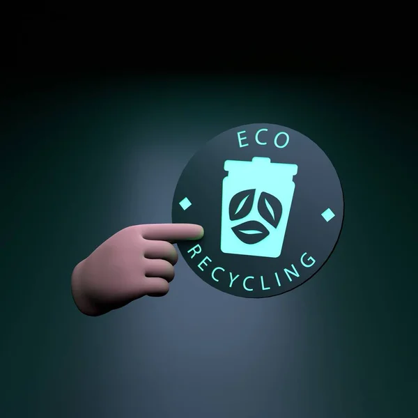 Hand Holding Eco Recycling Neon Icon Ecology Concept Render Illustration — Photo