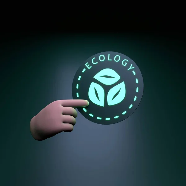 Hand Holding Eco Icon Ecology Conservation Planet Render Illustration — Stock fotografie