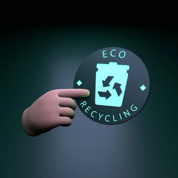 Hand Holding Eco Recycling Neon Icon Ecology Concept Render Illustration — Stock Photo, Image