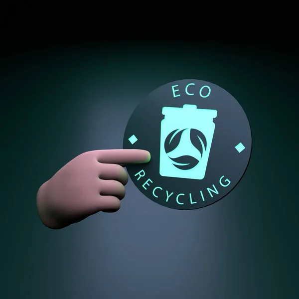 Hand Holding Eco Recycling Neon Icon Ecology Concept Render Illustration —  Fotos de Stock