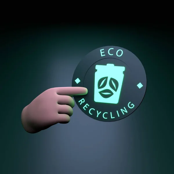 Hand Holding Eco Recycling Neon Icon Ecology Concept Render Illustration — Stockfoto