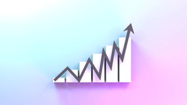 Positive growth chart. 3d render illustration.