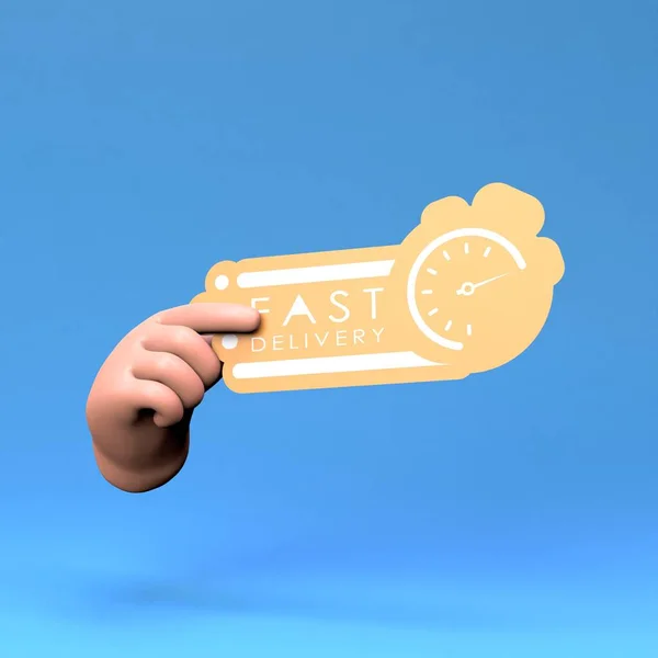 Hand Holds Logo Fast Delivery Render Illustration — Stockfoto