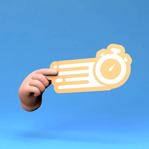 Руке Находится Логотип Быстрой Доставки Трехмерная Иллюстрация — стоковое фото