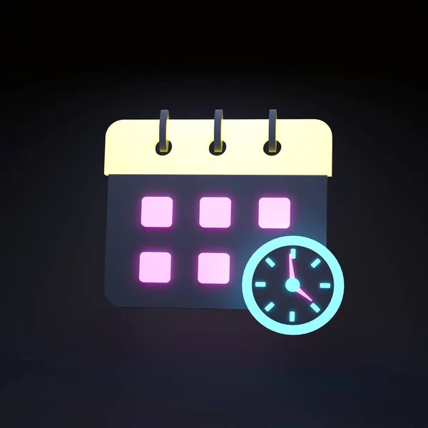 Calendar Icon Clock Render Illustration — Stock Fotó