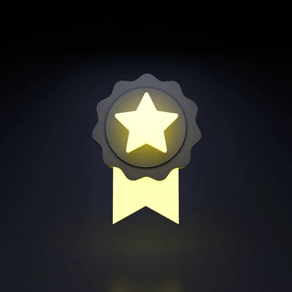 Neon Medal Award Icon Render Illustration — Stok fotoğraf