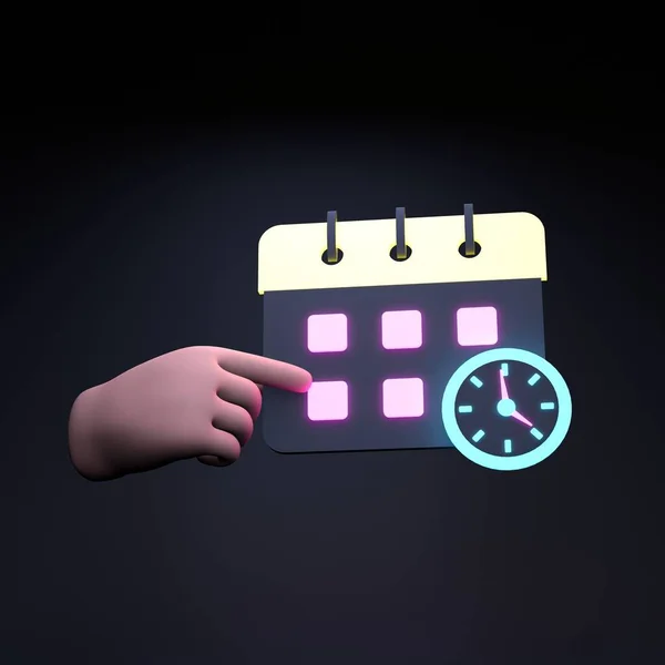 Calendar Icon Clock Render Illustration —  Fotos de Stock