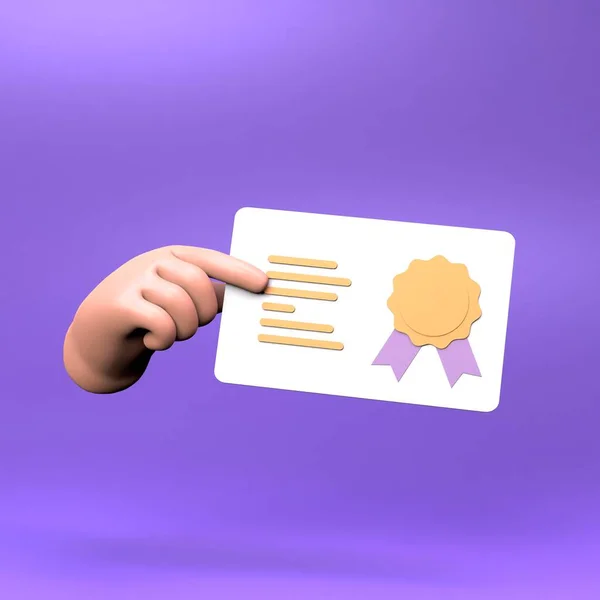 Hand Holds Diploma Render Illustration — Stock Photo, Image