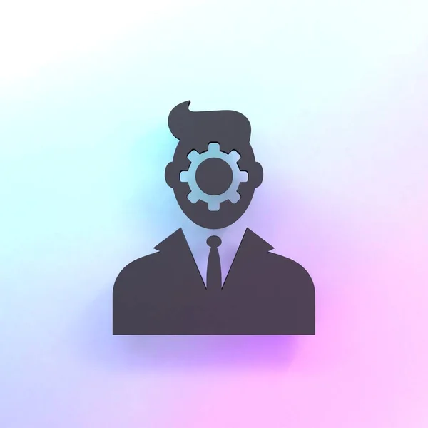 Businessman icon with head icon. 3d render illustration.