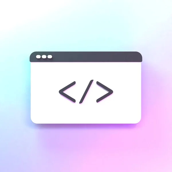 Browser window with a piece of code. 3d render illustration.