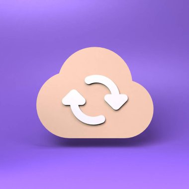 Cloud data update icon. 3d render illustration.