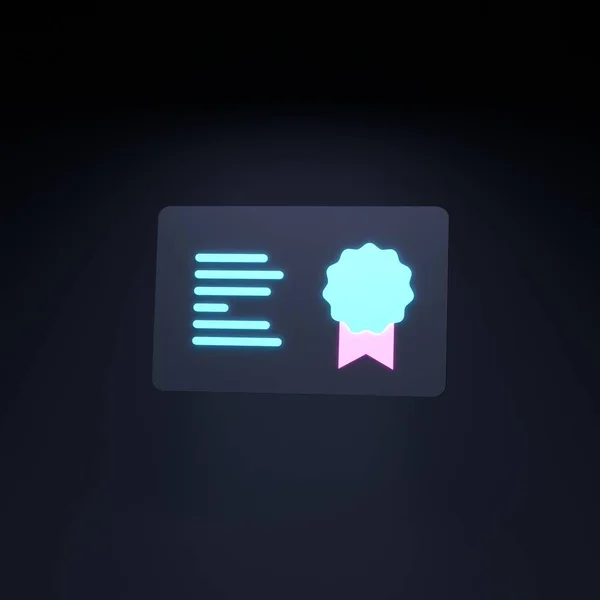 Neon Diploma icon. 3d render illustration.