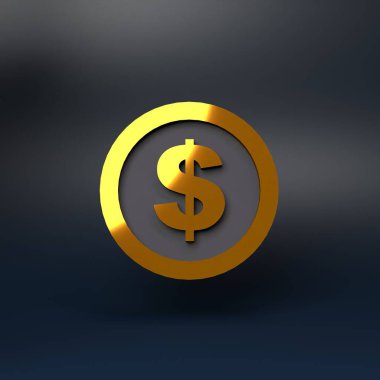 Dolar simgesi. 3B resimleme.