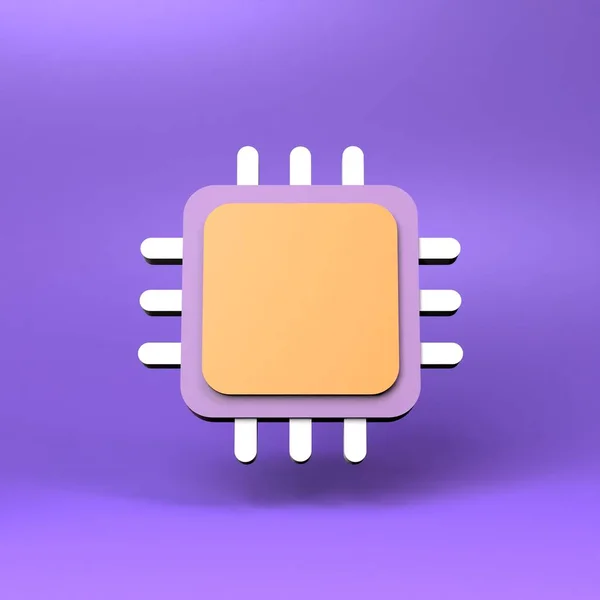 Computer Processor Icon Render Illustration — Stock Photo, Image